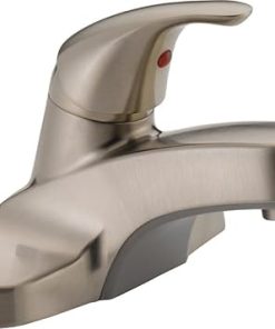 Peerless Centerset Bathroom Faucet Brushed Nickel, Bathroom Sink Faucet, Single Handle, Drain Assembly, Brushed Nickel P136LF-BN
