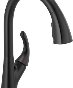 Peerless Parkwood Pull Down Kitchen Faucet, Black Kitchen Faucets with Pull Down Sprayer, Kitchen Sink Faucet, Matte Black P7935LF-BL