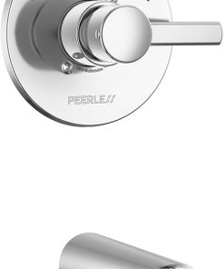 Peerless Precept Single-Function Shower Valve Trim Kit with Tub Spout, Chrome Shower Trim Kit, Shower Handle, Bathtub Spout, Chrome PTT188772 (Valve Not Included)