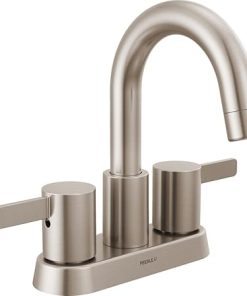 Peerless Precept Centerset Bathroom Faucet, Brushed Nickel 3-Hole Bathroom Faucet, Bathroom Sink Faucet, Push-Pop Drain Assembly, Brushed Nickel P2530LF-BN