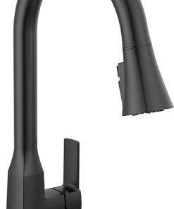 Peerless Ezra Pull Down Kitchen Faucet Black, Kitchen Faucets with Pull Down Sprayer, Kitchen Sink Faucet, Faucet for Kitchen Sink, 1.5 GPM Flow Rate, Matte Black P7971LF-BL