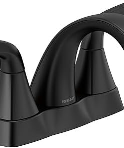 Peerless Parkwood Centerset Bathroom Faucet, Black Bathroom Faucet for Bathroom Sink, Bathroom Sink Faucet, Metal Drain Assembly, Matte Black P2535LF-BL