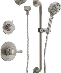 Peerless PTT24247 Precept Pressure Balanced Shower System with Shower Head, Hand Shower, Slide Bar, Shower Arm, Hose, and Valve Trim - Brushed Nickel