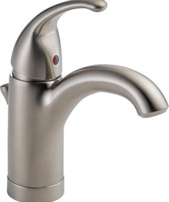 Peerless Tunbridge Single Hole Bathroom Faucet Brushed Nickel, Single Handle Bathroom Faucet, Drain Assembly, Brushed Nickel P188624LF-BN