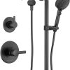 Peerless PTT24247 Precept Pressure Balanced Shower System with Shower Head, Hand Shower, Slide Bar, Shower Arm, Hose, and Valve Trim - Matte Black
