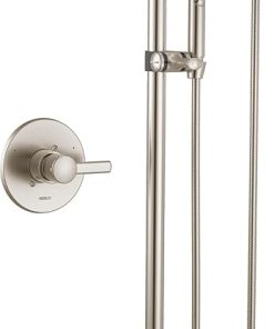 Peerless PTT24347-BN 6-Setting Slide Bar Hand Shower and Single-Function Valve Trim, Brushed Nickel Shower System, Hand Held Shower with Hose, Shower Valve Kit