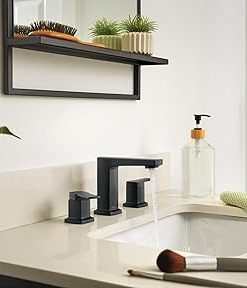 Peerless Ezra Widespread Bathroom Faucet 3 Hole, Matte Black Bathroom Faucet, Bathroom Sink Faucet, 2 Handle Bathroom Faucet, Bath Faucet, Push-Pop, Drain Assembly, Matte Black P3571LF-BL 2