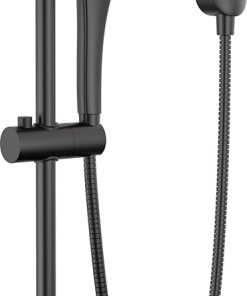 Peerless Ezra 6-Setting Slide Bar Hand Held Shower with Hose, Black Handheld Shower Head, Slide Bar Hand Shower, Handheld Shower, Detachable Shower Head, Matte Black P62471-BL