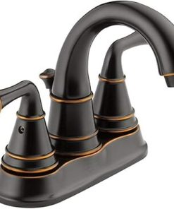 Peerless Oil-Rubbed Bronze 2-Handle 4-in Centerset WaterSense Bathroom Sink Faucet with Drain
