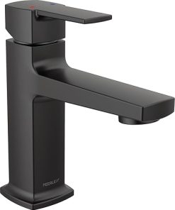 Peerless Ezra Single Hole Bathroom Faucet, Matte Black Bathroom Sink Faucet, Single Handle Bathroom Faucet, Bath Faucet, Push Pop-Up Drain Assembly, Matte Black P1571LF-BL
