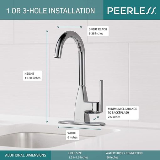 Peerless Xander Single-Handle Bar-Prep Kitchen Sink Faucet, Matte Black P1819LF-BL - Image 2