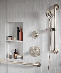 Peerless PTT24447 Precept Pressure Balanced Shower System with Shower Head, Hand Shower, Slide Bar, Shower Arm, Hose, Diverter, Tub Spout, and Valve Trim – Brushed Nickel 2
