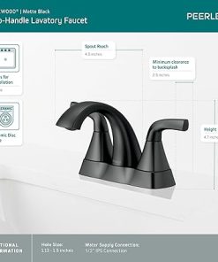 Peerless Parkwood Centerset Bathroom Faucet, Black Bathroom Faucet for Bathroom Sink, Bathroom Sink Faucet, Metal Drain Assembly, Matte Black P2535LF-BL 2