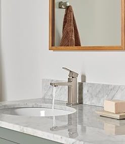 Peerless Ezra Single Hole Bathroom Faucet, Brushed Nickel Bathroom Sink Faucet, Single Handle Bathroom Faucet, Bath Faucet, Metal Push Pop-Up Drain Assembly, Brushed Nickel P1571LF-BN-M 2
