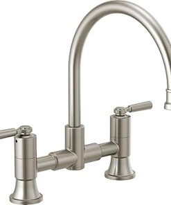 Peerless Delta Faucet P2923LF-SS Westchester Bridge Kitchen Faucet Two Handle, Stainless