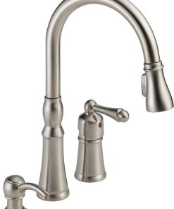 Peerless Single-Handle Kitchen Sink Faucet with Pull Down Sprayer and Soap Dispenser, Stainless P88105LF-SSSD