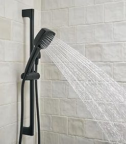 Peerless Ezra 6-Setting Slide Bar Hand Held Shower with Hose, Black Handheld Shower Head, Slide Bar Hand Shower, Handheld Shower, Detachable Shower Head, Matte Black P62471-BL 2