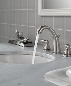 Peerless Claymore Widespread Bathroom Faucet Brushed Nickel, Bathroom Faucet 3 Hole, Bathroom Sink Faucet, Drain Assembly, Brushed Nickel P299196LF-BN 2