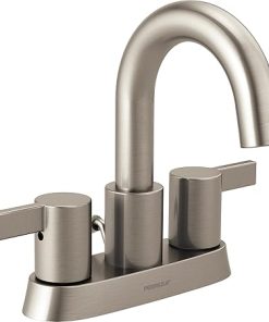 Peerless Precept Centerset Bathroom Faucet Brushed Nickel, Bathroom Sink Faucet, Drain Assembly, Brushed Nickel P299102LF-BN