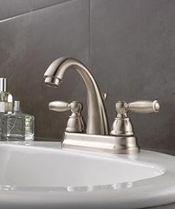 Peerless Claymore Centerset Bathroom Faucet Brushed Nickel, Bathroom Sink Faucet, Drain Assembly, Brushed Nickel P299685LF-BN 2